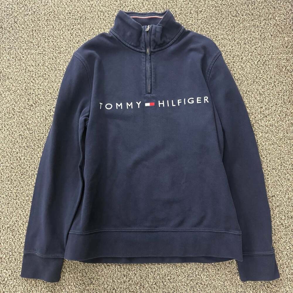 Tommy Hilfiger Quarter Zip Pullover Sweatshirt Size M Navy